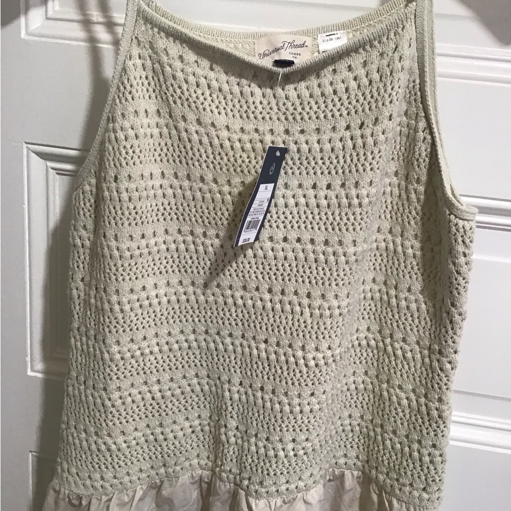 Universal Thread Crochet Knit Top - Light Tan dress.
